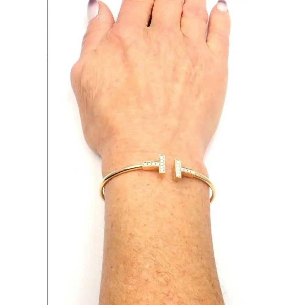 14K Gold Womens Bangle Bracelet 2ct Diamond Sterling Silver 2 ct 14 K Jewelry